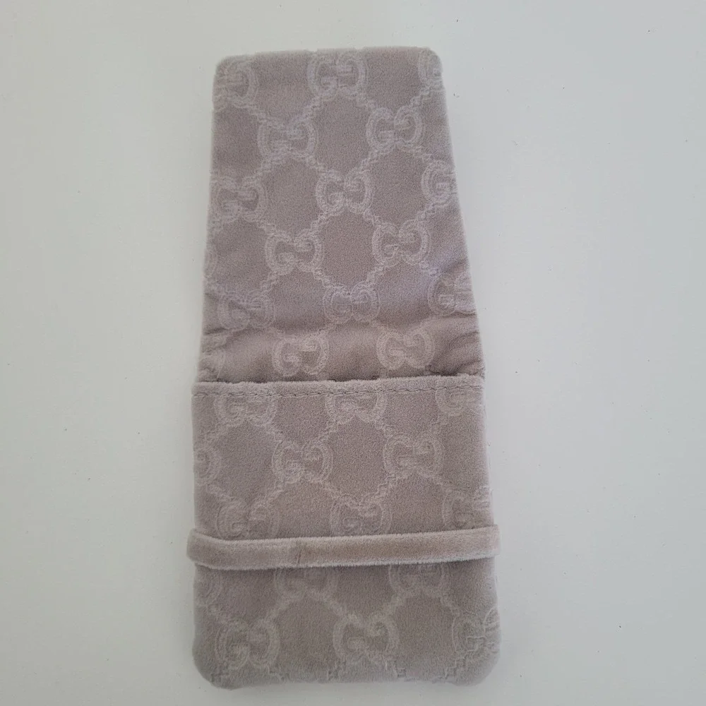 Gucci Grey Velvet GG Monogram Jewelry Pouch Mini Small Dust Bag Case